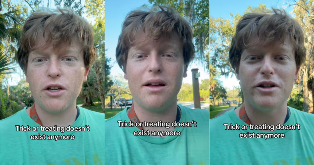 man talking about halloween