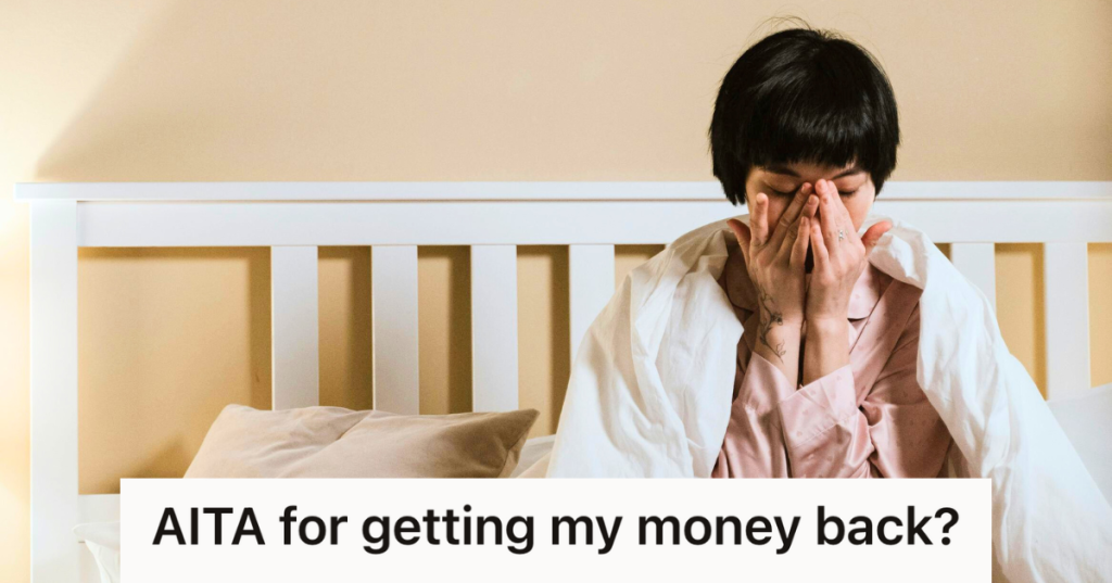 upset woman looking upset in her bed