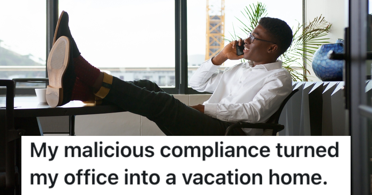 man with his feet up on desk