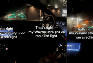 A Passenger In A Waymo Car Filmed Tge Vehicle Running A Red Light