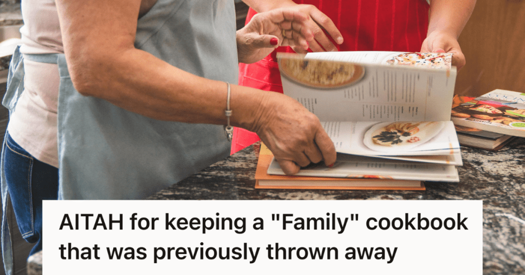 woman looking through a family cookbook