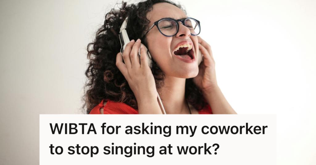 woman singing with headphones on