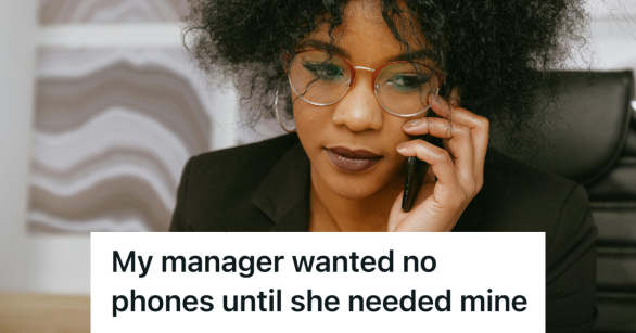 woman talking on her phone at work