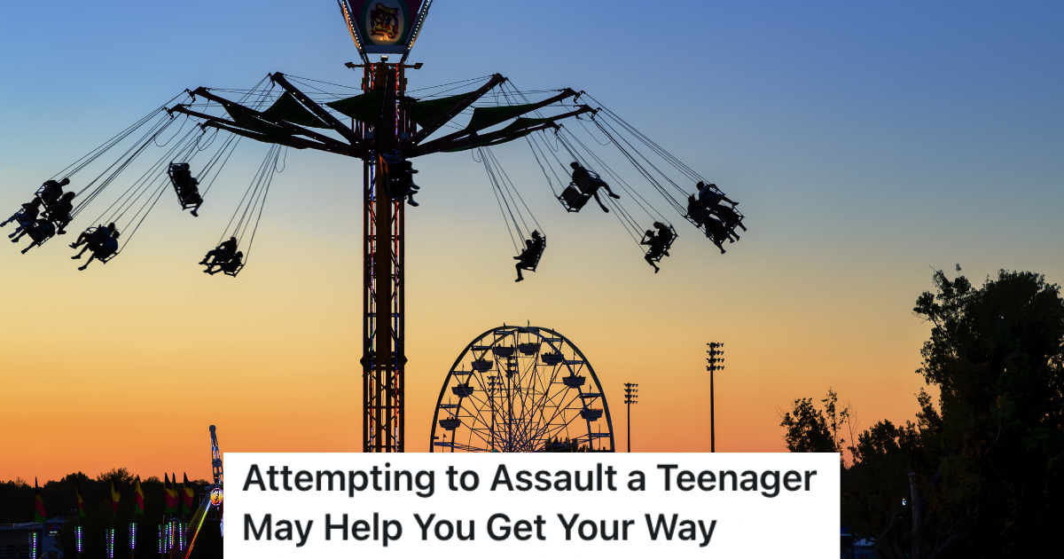 sunset with amusement park rides