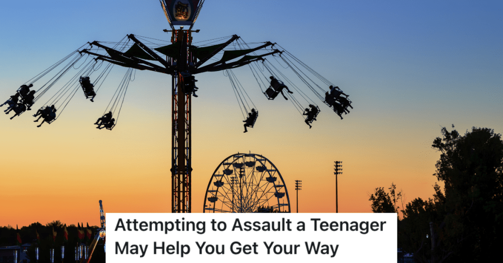 sunset with amusement park rides