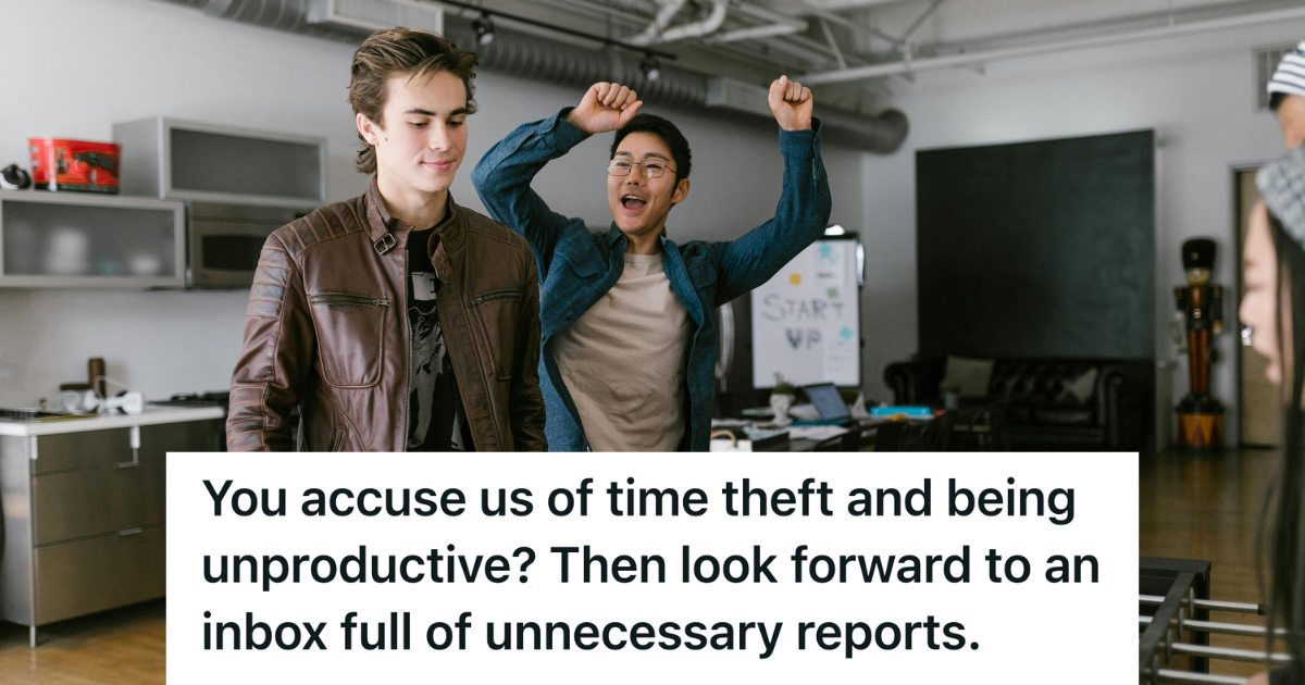 young employees celebrating in the break room