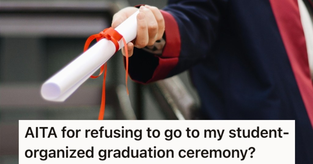 A graduate being handed a diploma
