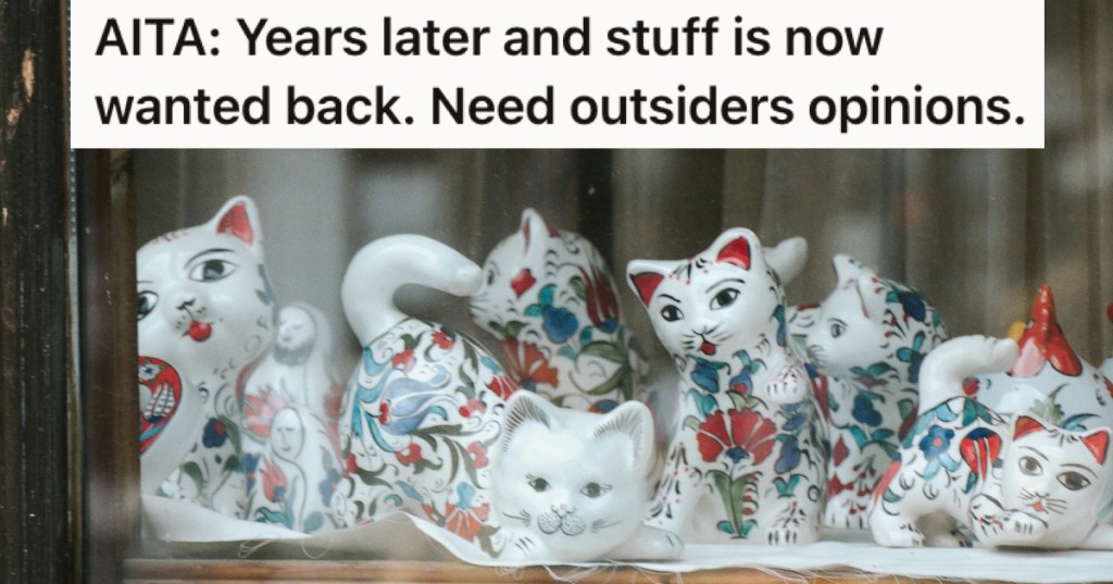 Cat ornaments in a cabinet