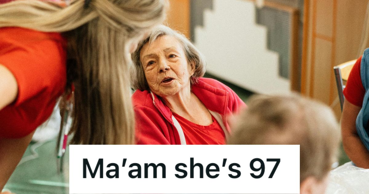 Older woman talking to a caregiver