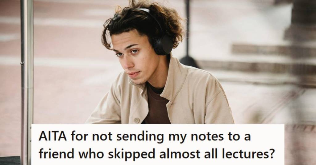 College student preparing his math notes for a final exam