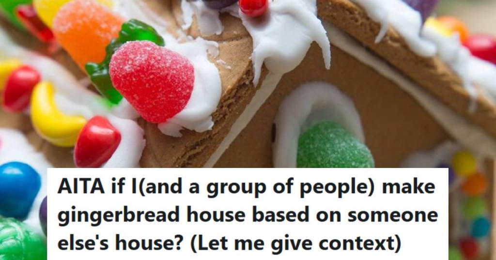 Gingerbread house decorated with gum drops and vanilla icing