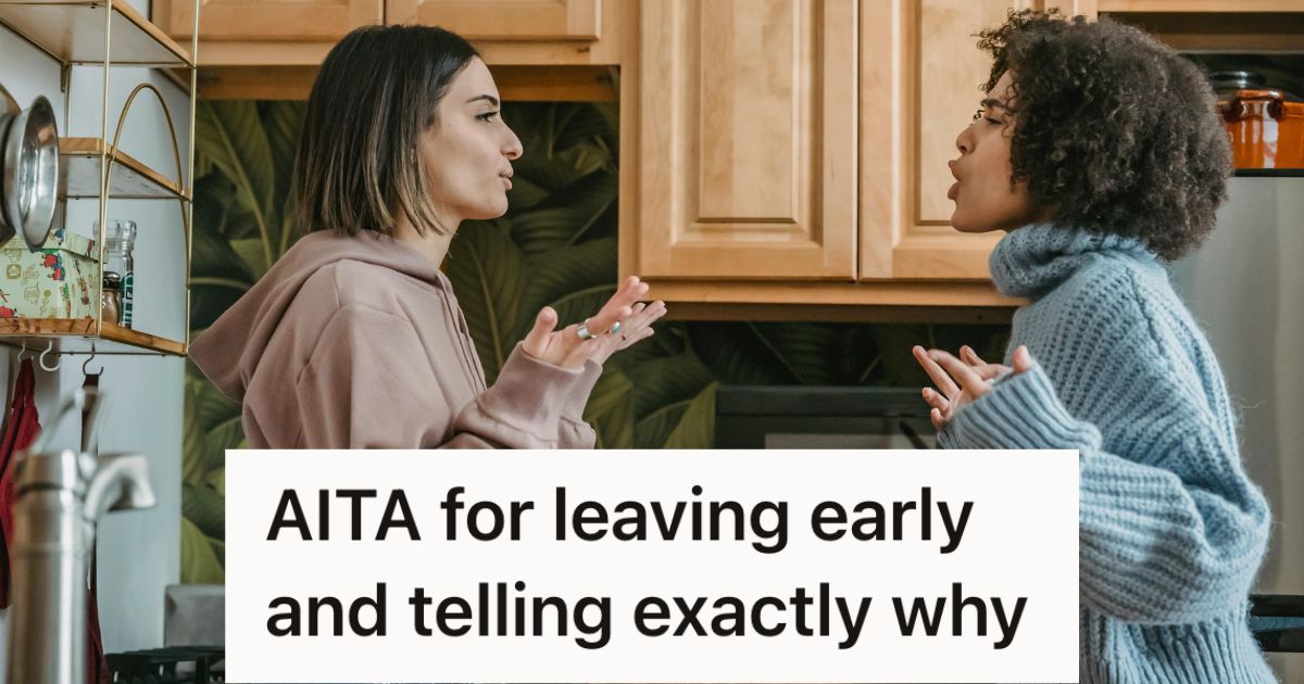 Woman Left Early After Being A Guest At Her Friends House Because She Felt Unwelcome, But His Girlfriend Got Furious And Started Screaming At Her Woman yelling at another woman in the kitchen