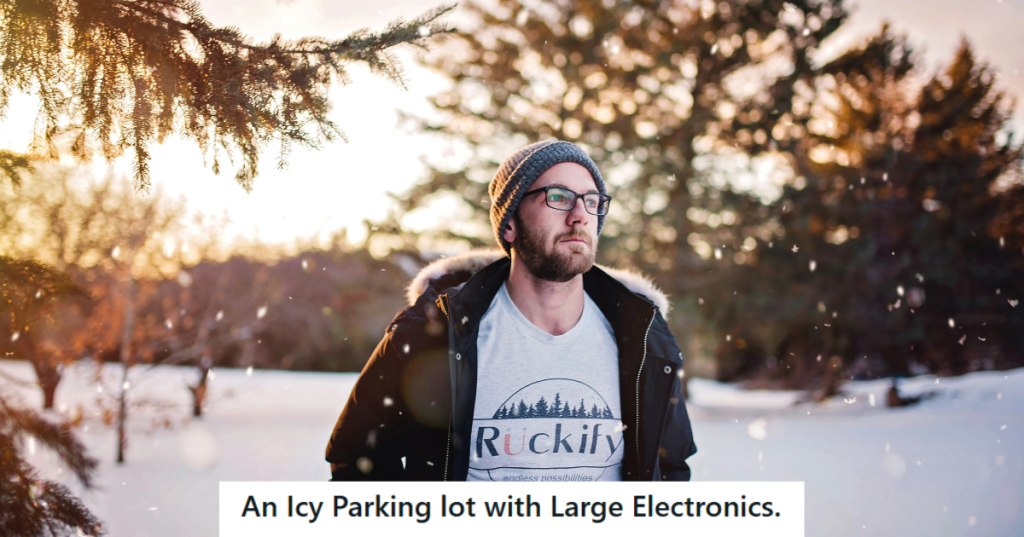 Man in jacket in snow