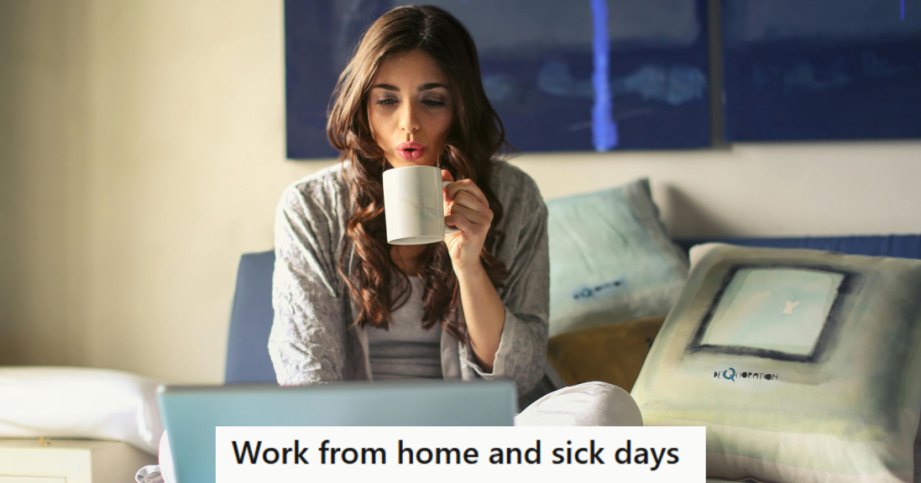Sick woman working from home