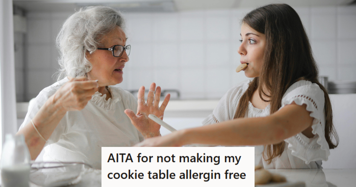 Old woman and young lady baking cookies 
