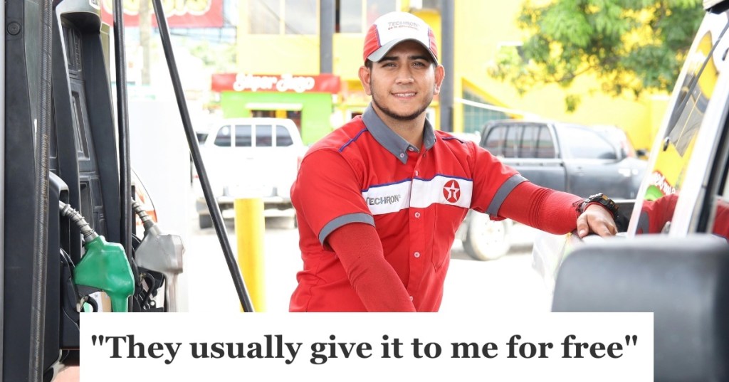 Man working at a gas station