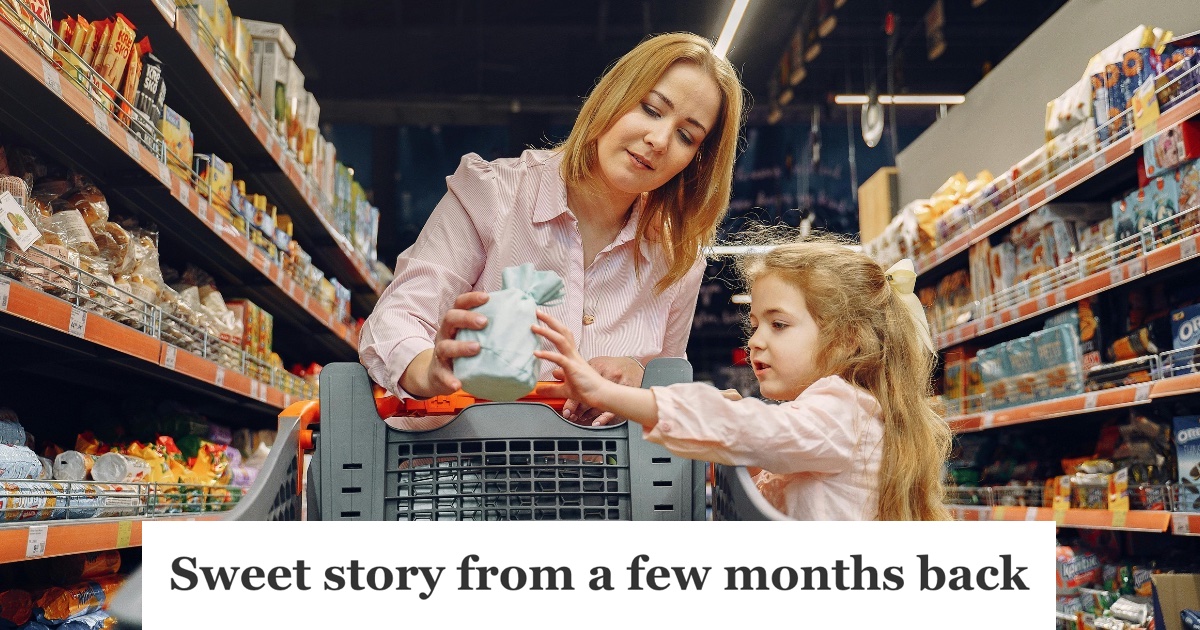 woman grocery shopping with her daughter