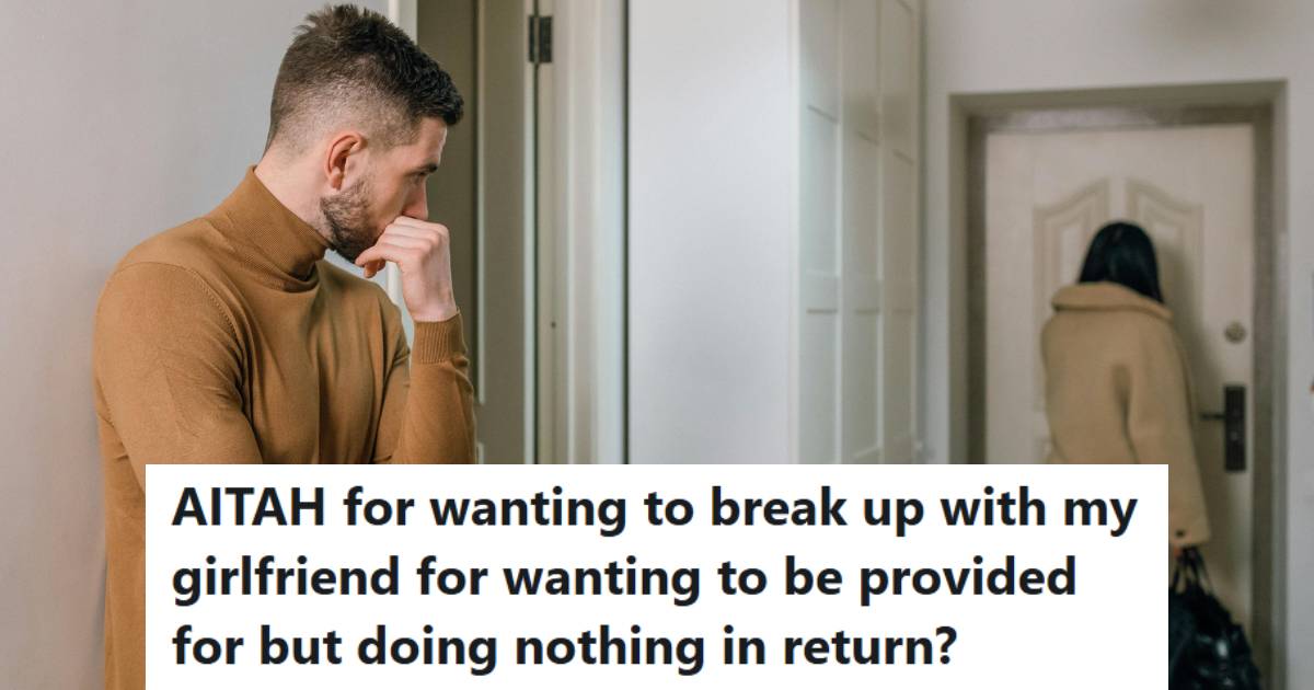Man watching as the woman he just dumped walks out the door