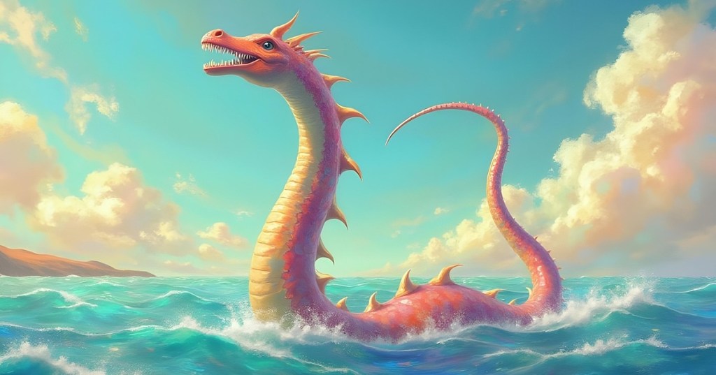 An artistic image of a mythical sea creature