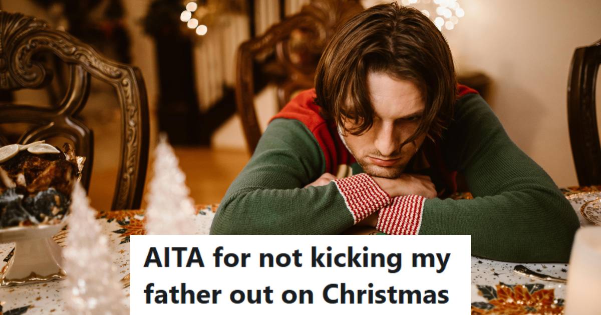 Man wearing a Christmas sweater thinking about what to do