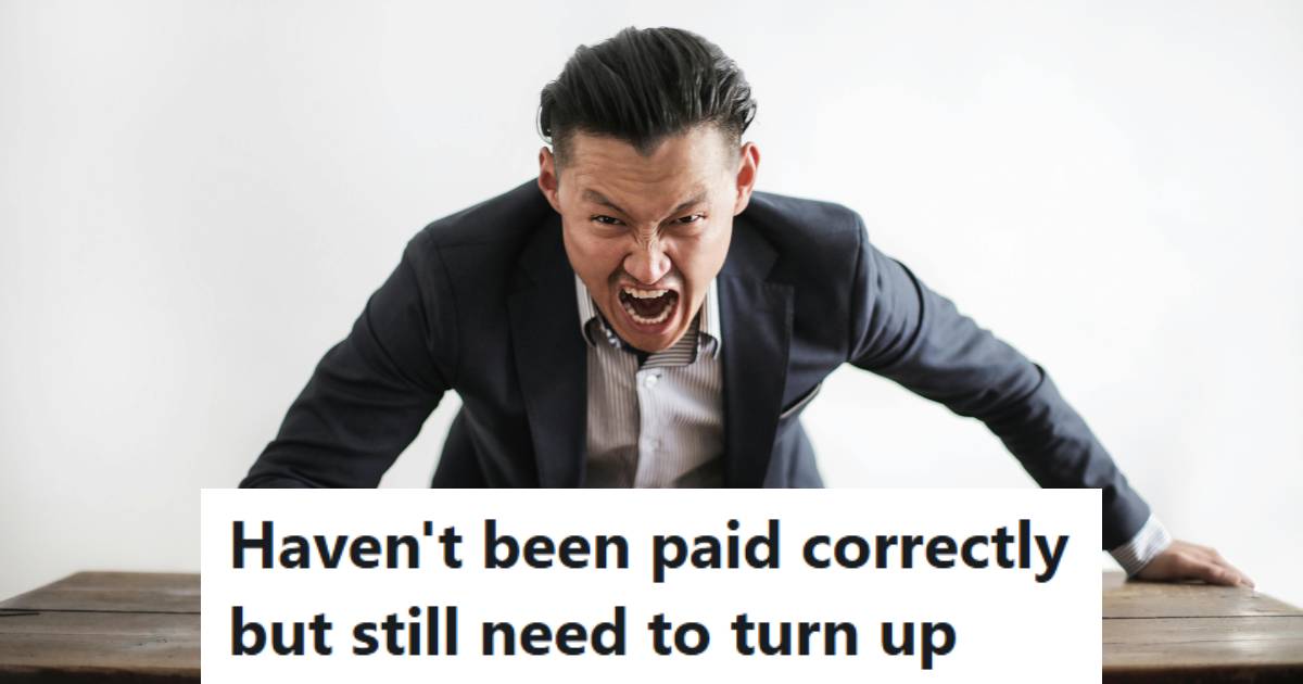 Man pounding his hand on the desk because he's fed up with not being paid