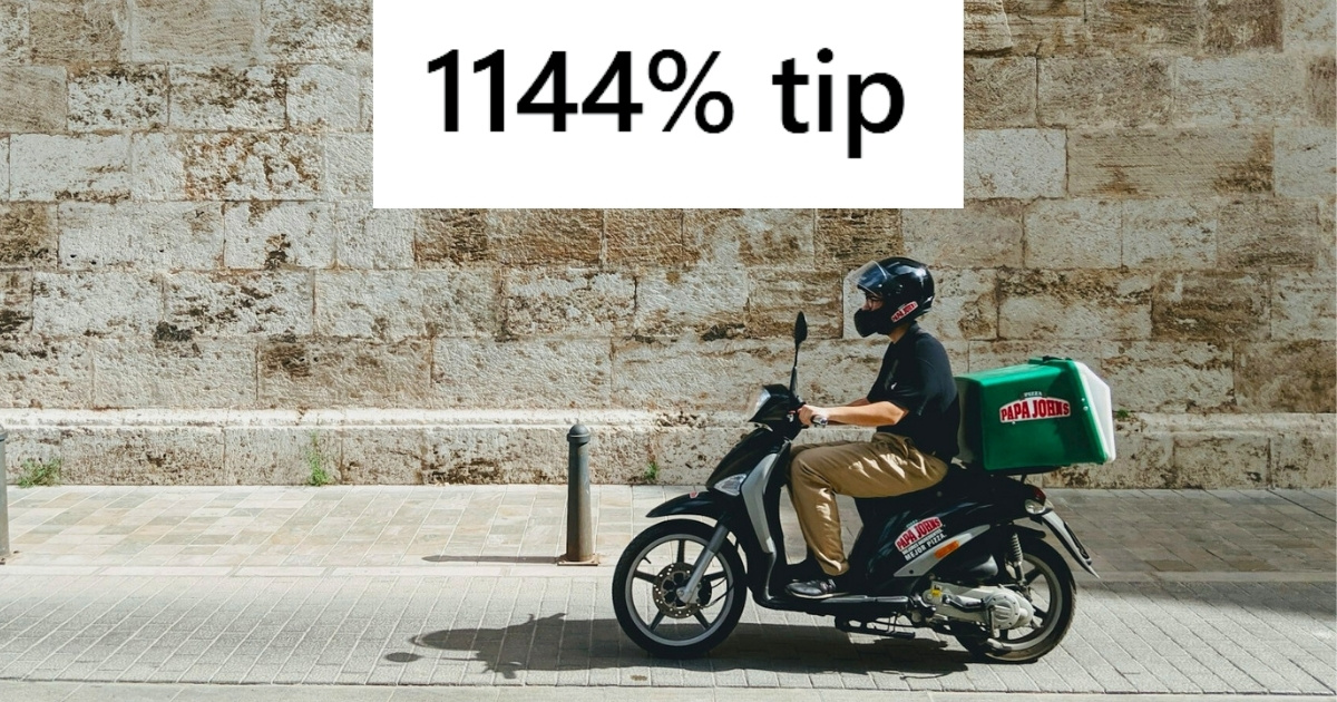 Pizza delivery guy on motorcycle