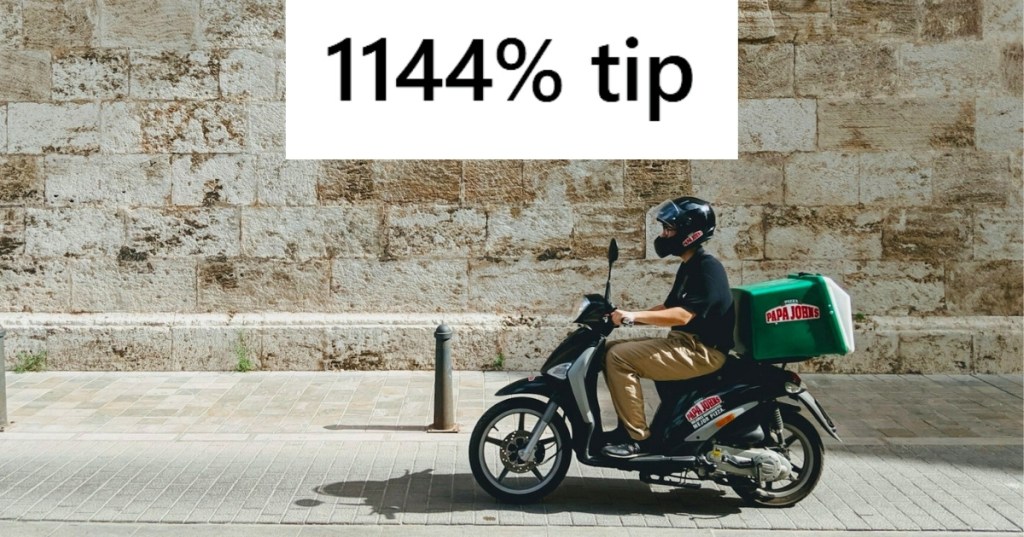 Pizza delivery guy on motorcycle