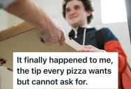 Delivery Guy Dropped Off Pizza To A Customer, And She Gave Him An Unexpected Tip That He Greatly Appreciated