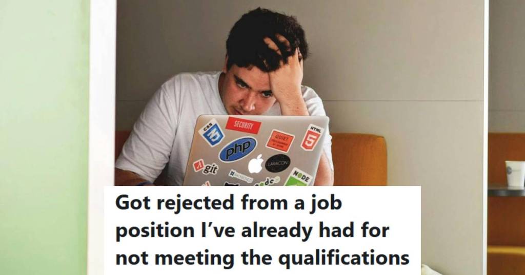 College student sitting at his computer frustrated over the job rejection
