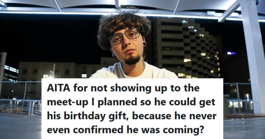 Man sitting and waiting for his ex to bring him a birthday gift