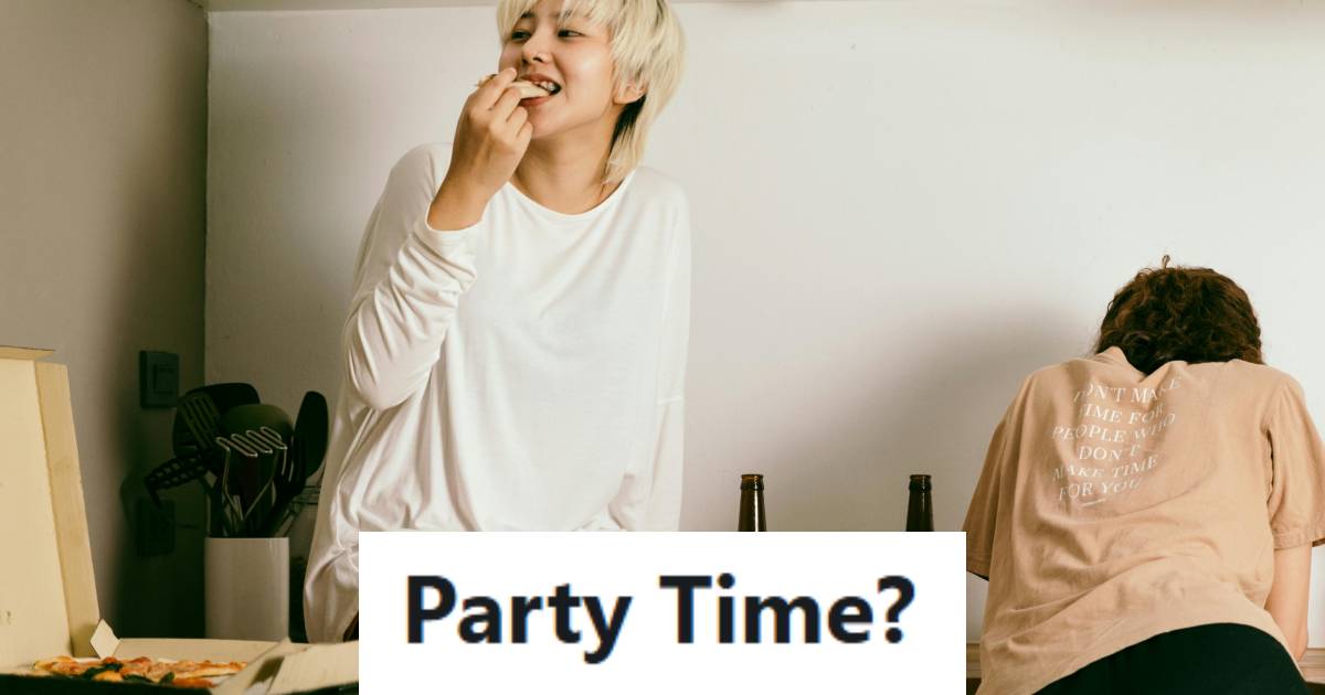 Teenager sitting on the counter eating pizza while her parents are out of town