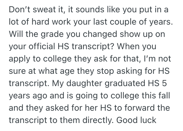 Screenshot 2025 12 02 at 2.54.12 PM Woman Photoshopped Her Grade To Graduate High School, So Now She Fears It Will Ruin Her Dream Of Becoming A CPA One Day