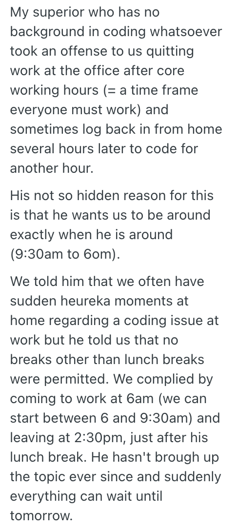 Screenshot 2025 12 04 at 1.44.44 PM A Manger Insisted That Employees Not Put In Overtime Hours And Only Work 9 5, So They Maliciously Complied And Productivity Dropped Dramatically