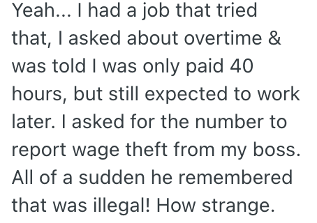 Screenshot 2025 12 04 at 1.46.58 PM Employee Was Told They Should Only Work Approved Overtime Hours, And Since It Was Never Approved, They Left Every Day at 5 P.M. On The Dot