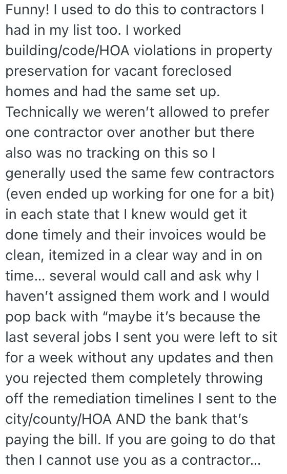 Screenshot 2025 12 07 at 9.57.04 AM A Construction Coordinator Was Told By A Contractor Not To Send Him Small Jobs Anymore, So They Maliciously Complied And The Contractor Lost Out On A Lot Of Money