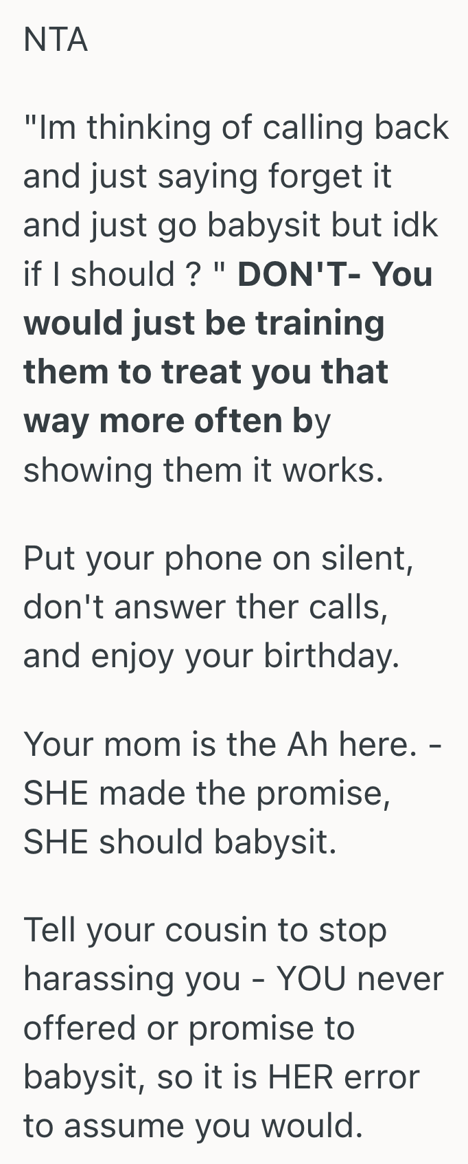 Screenshot 2025 12 09 at 1.53.15 PM Womans Family Tried To Force A Babysitting Job On Her Birthday Weekend, So She Said No And Exposed Their Manipulative Tactics