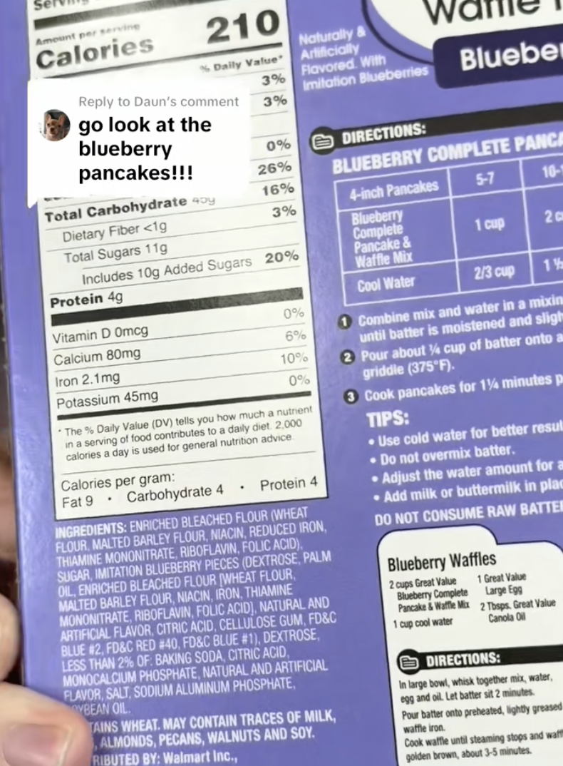 back of pancake mix box