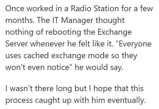 Server 2 The Company Owner Pulled The Server’s Power Cords During Updates And Took Email Down For Everyone, So IT Admin Had To Restore An Entire Exchange Database