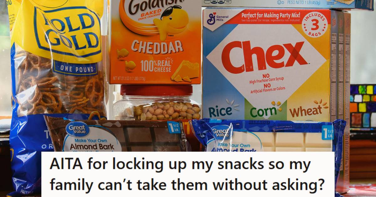 Name brand snacks posed very nicely for a photo, including Chex and Goldfish crackers