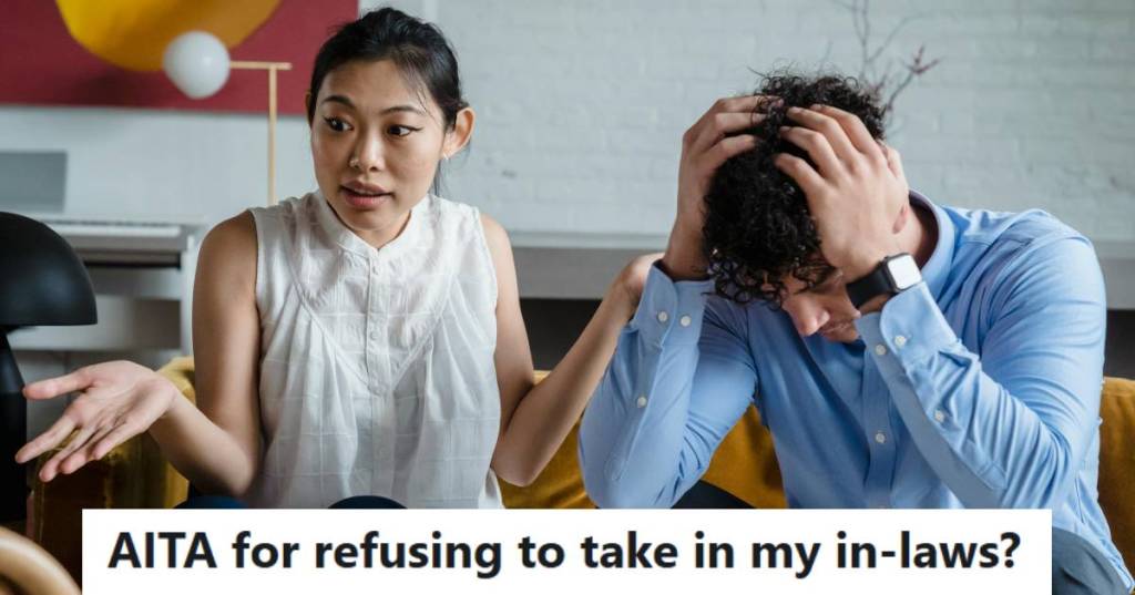 Woman explaining to her BILs that she won't be taking care of their parents