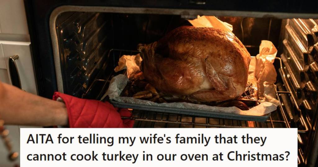 Cooked turkey being pulled out of the oven