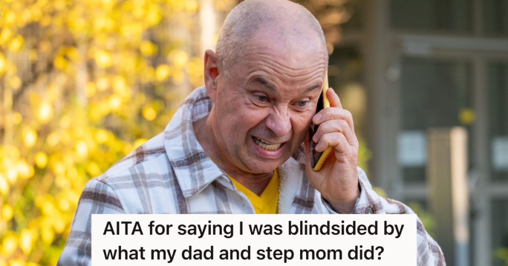 angry bald man on phone