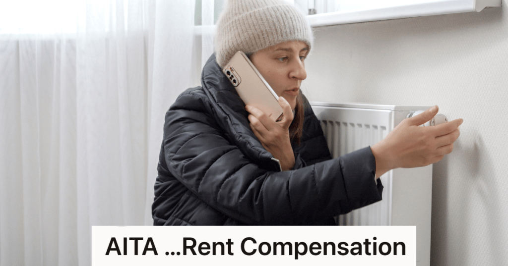 cold woman on phone while looking at furnace