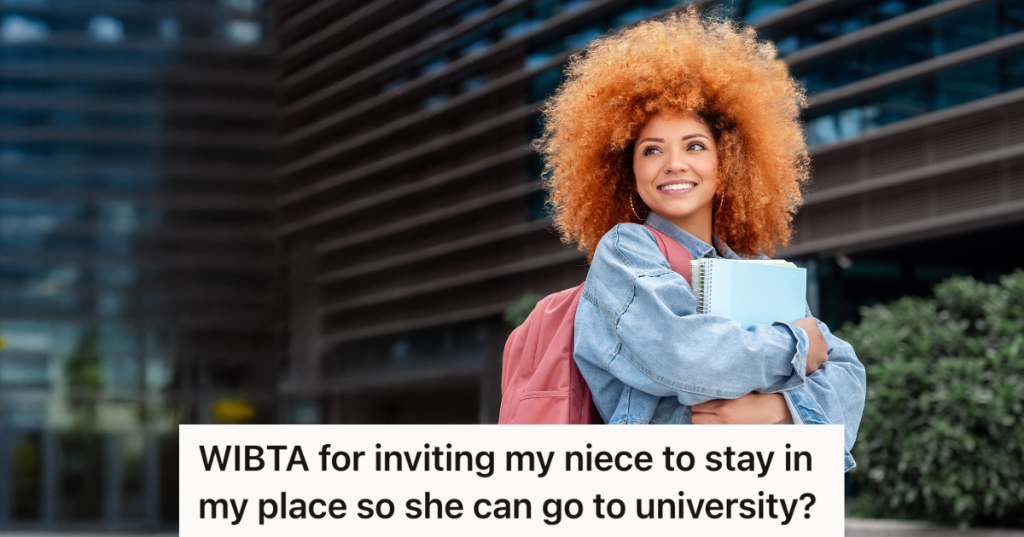smiling young woman wearing backpack and holding notebooks