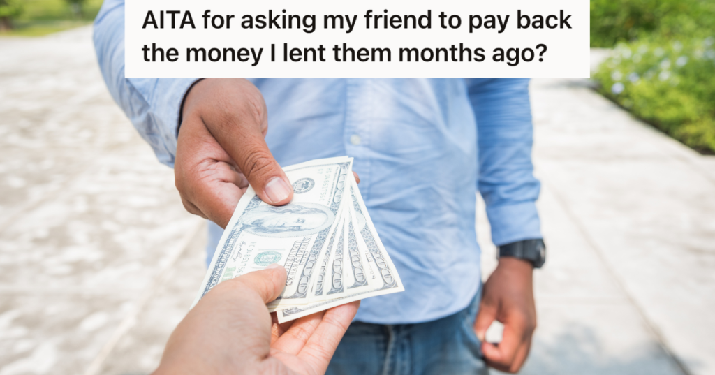 man handing another man cash