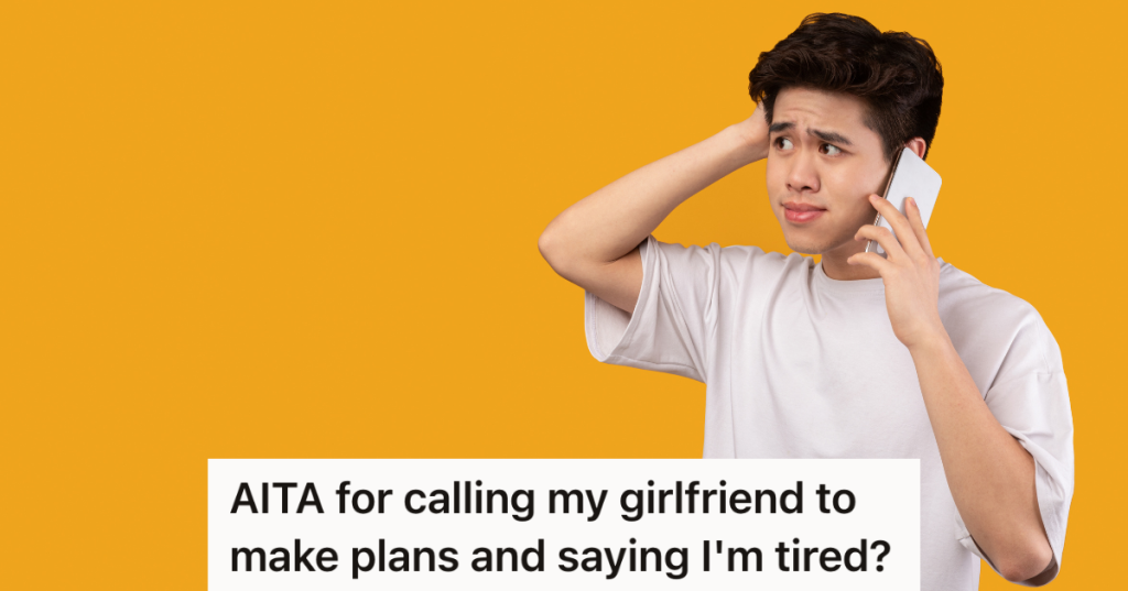 confused young man talking on the phone