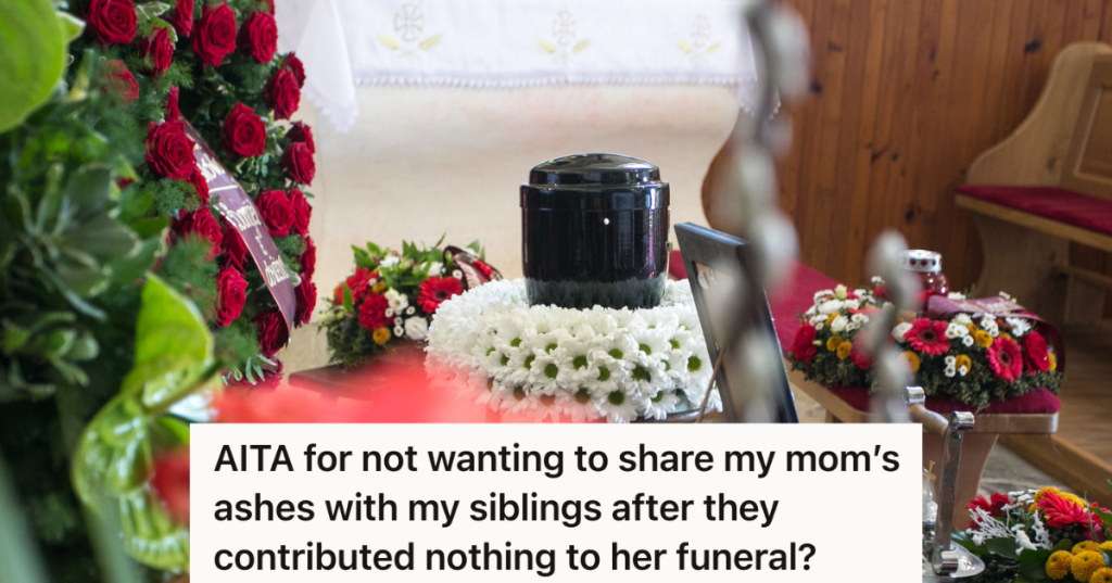 cremation urn at funeral surrounded by flowers