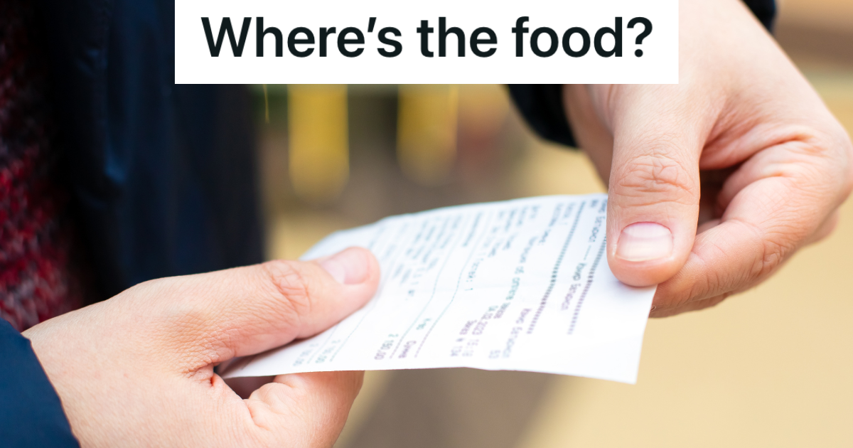Angry Woman At Dunkin Donuts Claims Her Order Was Messed Up, But The Receipt Shes Holding Is From A Different Store closeup of man holding receipt
