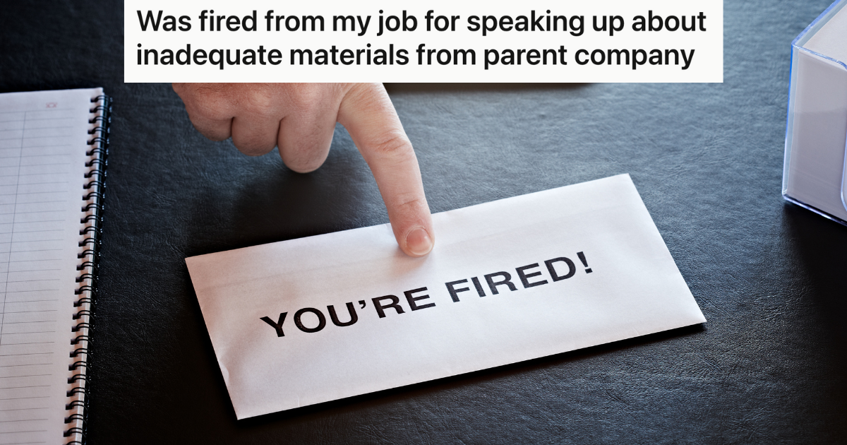 Employee Is Fired Right Before The Holidays, But He Wasnt Given Any Warning Or Any Clear Reason Why finger pointing at white envelope that reads "you're fired"