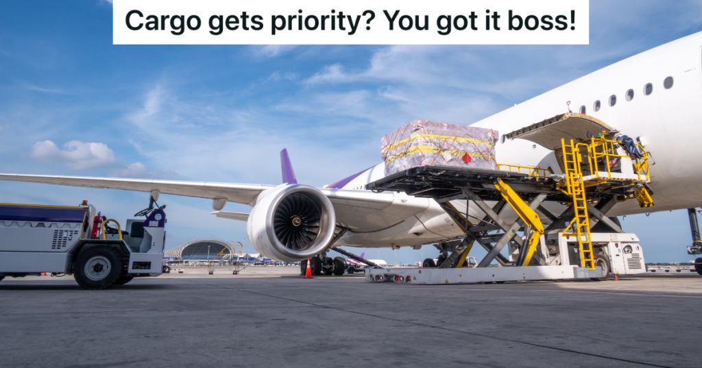 loading cargo onto a plane